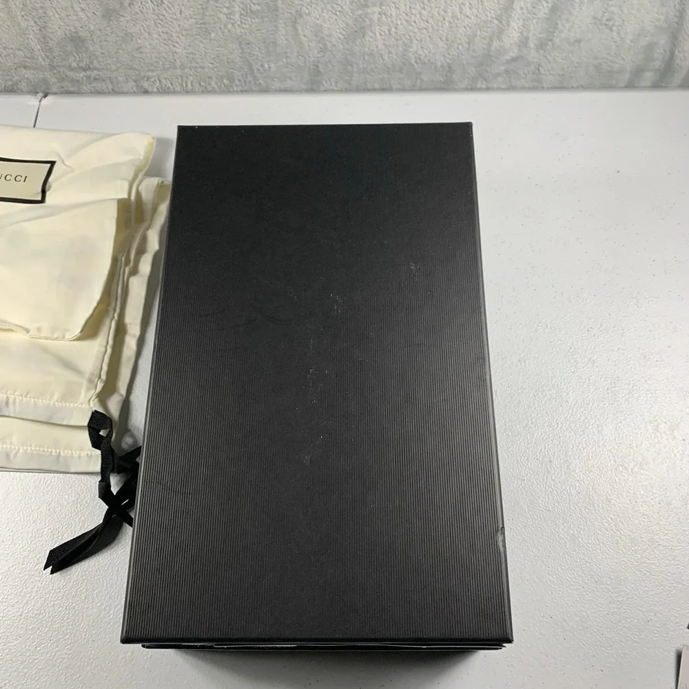 Authentic Gucci Black and White Empty Shoe Box & 2 Satin Dust Bags 14.5 X 8 X 5.
